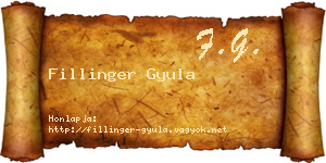 Fillinger Gyula névjegykártya